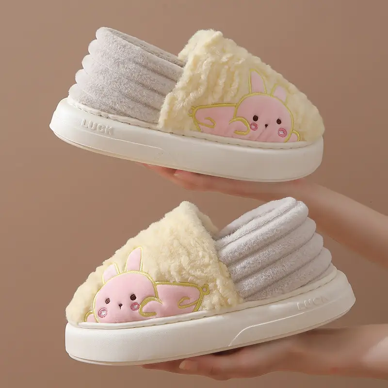 Tiktok Cotton Shoes 2023 Winter Internet-Famous Rabbit Couple Closed-Back Cotton Slippers Indoor Non-Slip Warm Wholesale Home Use - Image 9