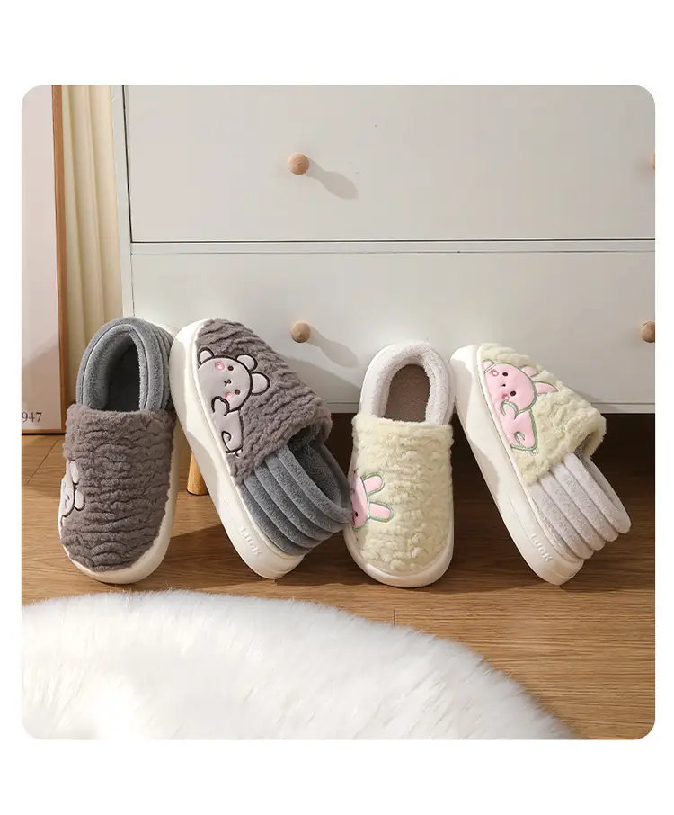 Tiktok Cotton Shoes 2023 Winter Internet-Famous Rabbit Couple Closed-Back Cotton Slippers Indoor Non-Slip Warm Wholesale Home Use — feature 15
