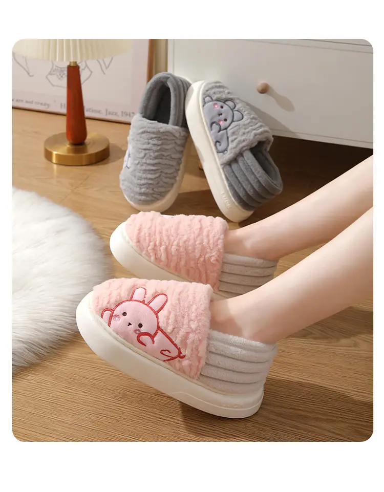 Tiktok Cotton Shoes 2023 Winter Internet-Famous Rabbit Couple Closed-Back Cotton Slippers Indoor Non-Slip Warm Wholesale Home Use — feature 16