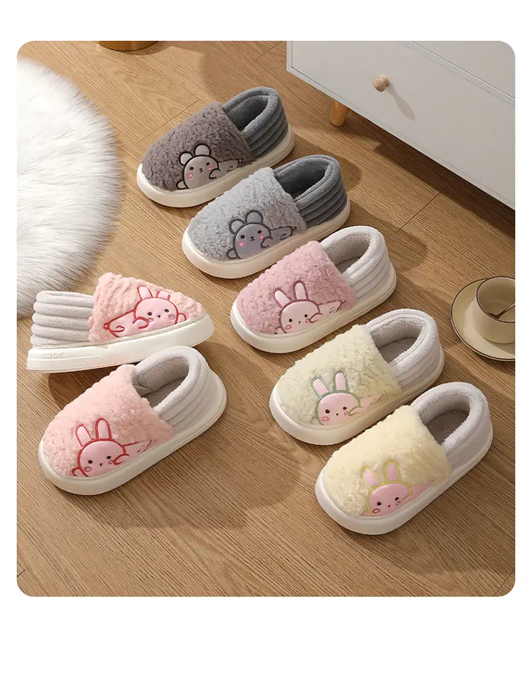 Tiktok Cotton Shoes 2023 Winter Internet-Famous Rabbit Couple Closed-Back Cotton Slippers Indoor Non-Slip Warm Wholesale Home Use — feature 17