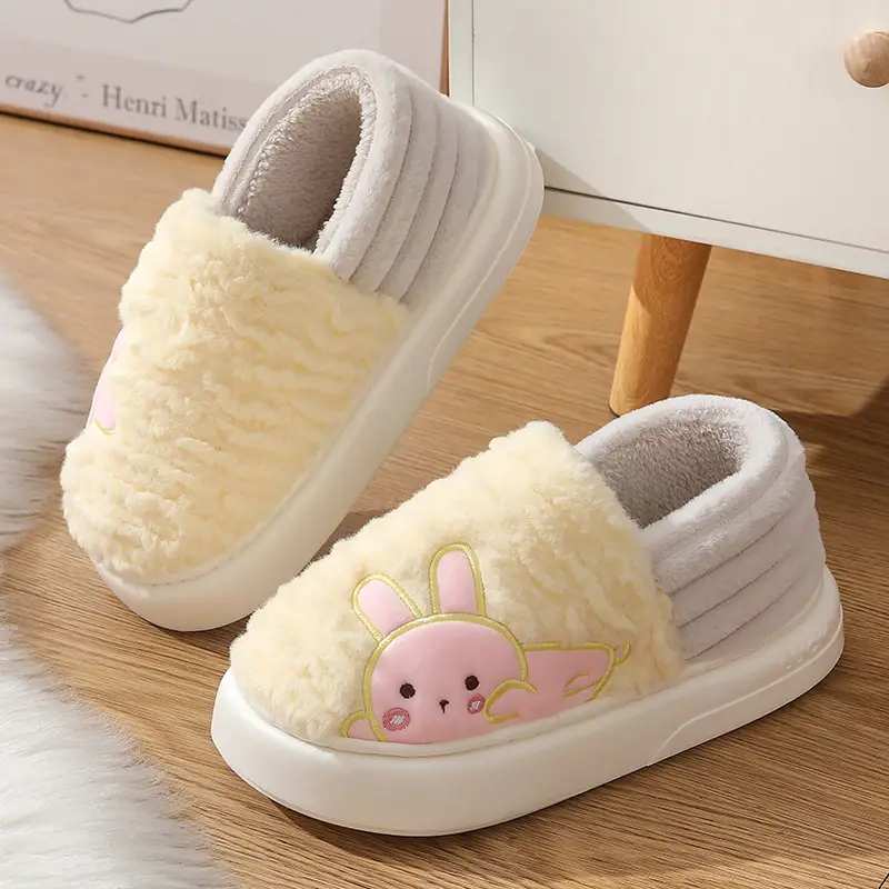 Tiktok Cotton Shoes 2023 Winter Internet-Famous Rabbit Couple Closed-Back Cotton Slippers Indoor Non-Slip Warm Wholesale Home Use - Image 2