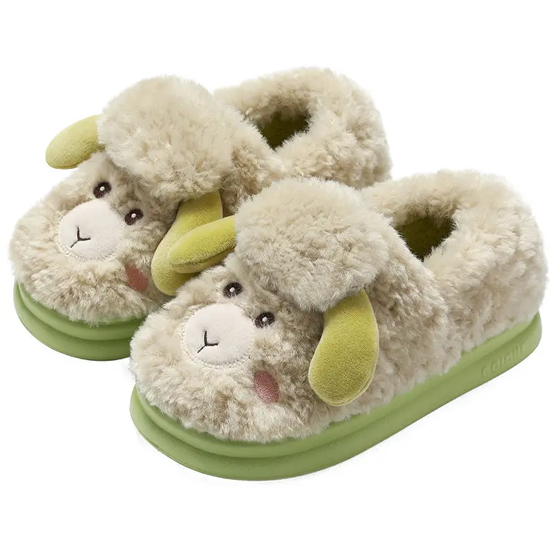 Women's Winter Cute Furry Slippers Cartoon Lamb Home Ladies Plush Warm Cotton Shoes Wholesale