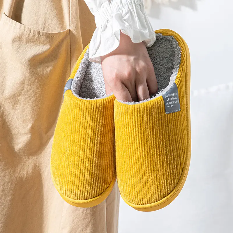 Cotton slippers women's autumn and winter couple home slippers indoor confinement shoes warm cotton shoes non-slip cotton slippers men's autumn and winter