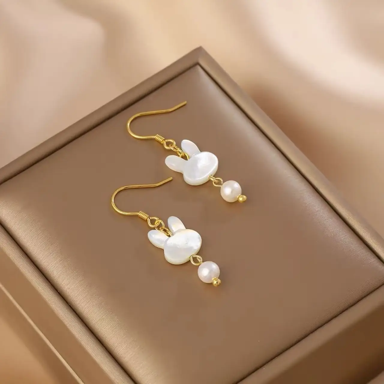Sweet Cute Rabbit Pearl Earrings for Women - Image 2