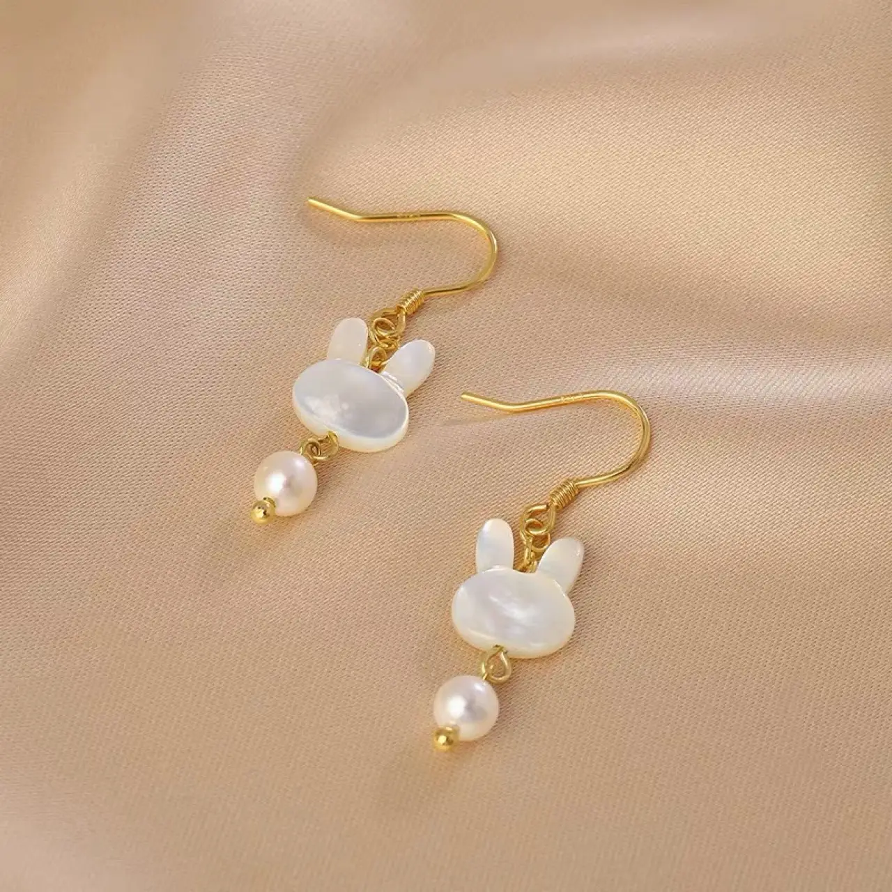 Sweet Cute Rabbit Pearl Earrings for Women - Image 3