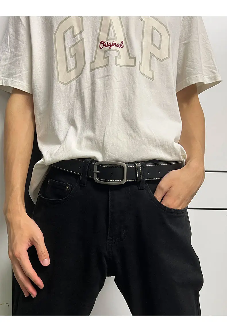 2024 Style Men's Black Leather Belt 3.3cm β feature 13