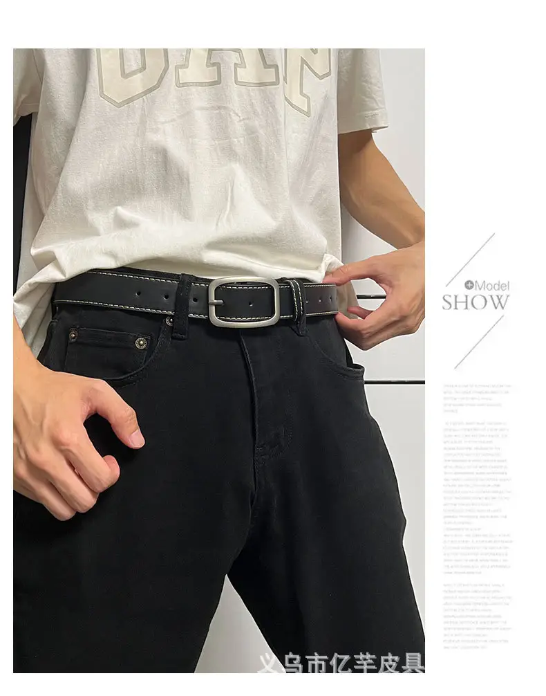 2024 Style Men's Black Leather Belt 3.3cm β feature 14