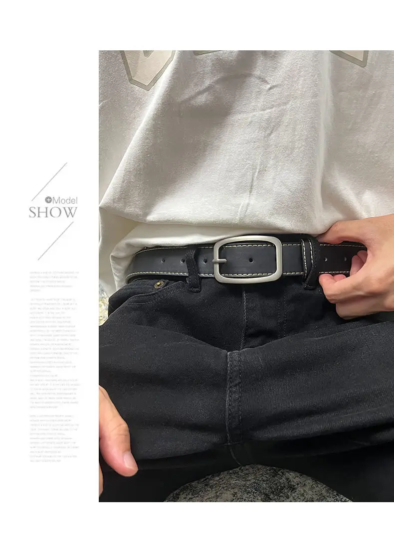 2024 Style Men's Black Leather Belt 3.3cm β feature 18