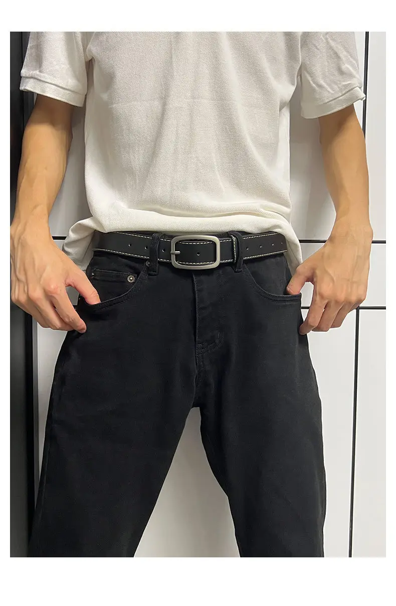 2024 Style Men's Black Leather Belt 3.3cm β feature 19