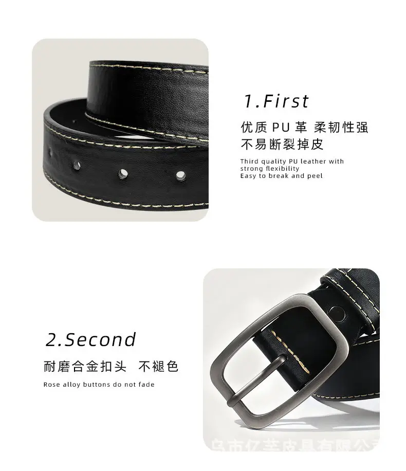 2024 Style Men's Black Leather Belt 3.3cm β feature 7
