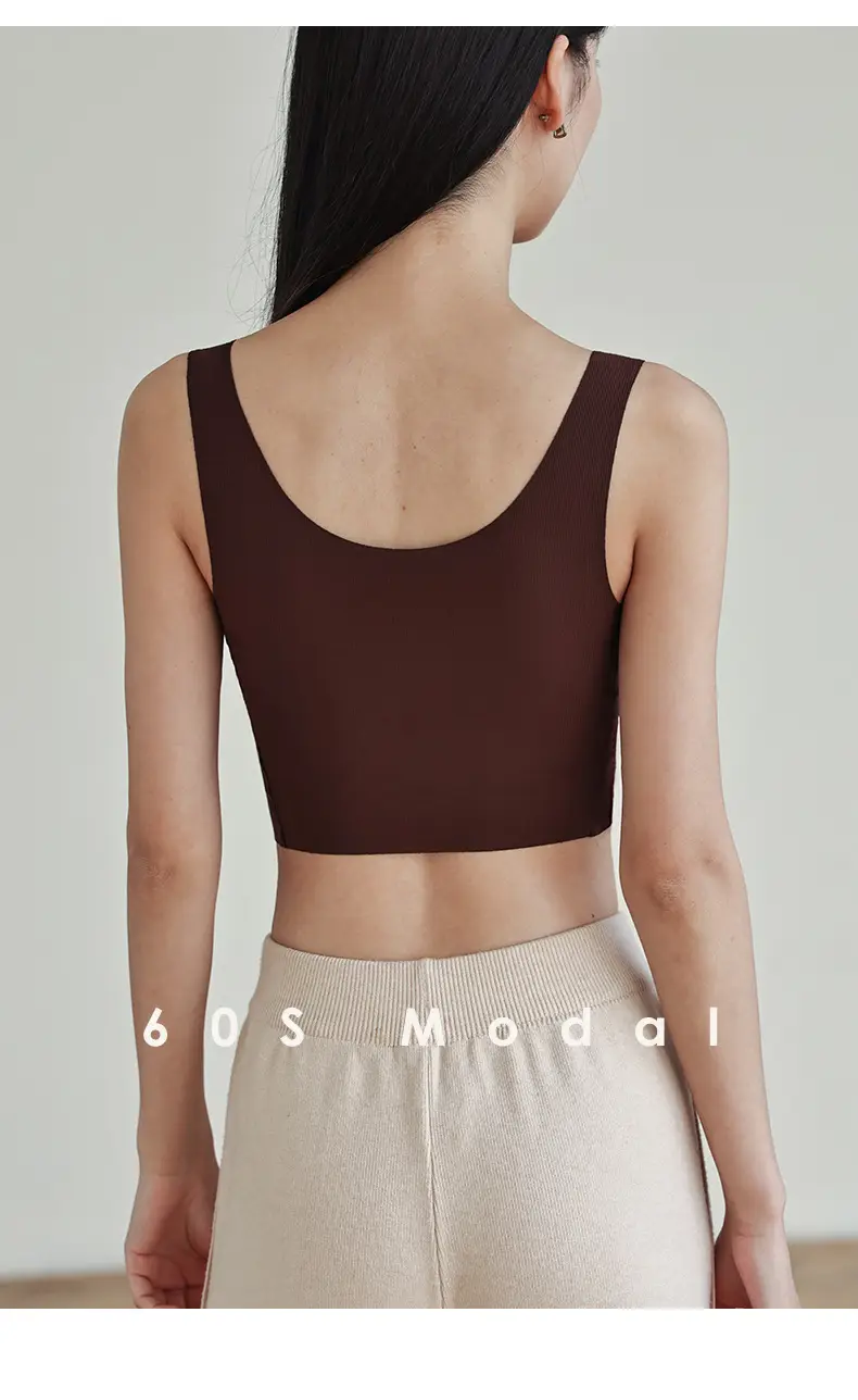 Gray V-Neck Seamless Vest Bra Small — feature 29