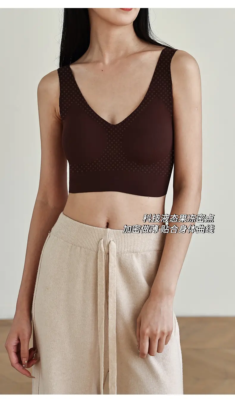 Gray V-Neck Seamless Vest Bra Small — feature 7