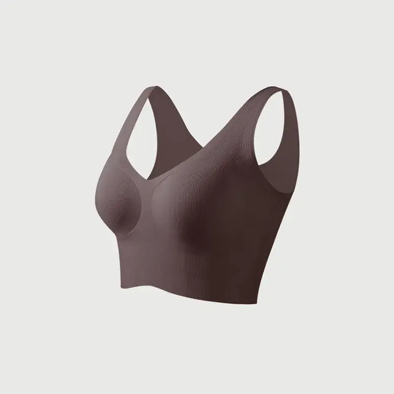 Gray V-Neck Seamless Vest Bra Small - Image 2