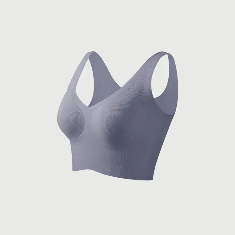 Gray V-Neck Seamless Vest Bra Small - Image 3
