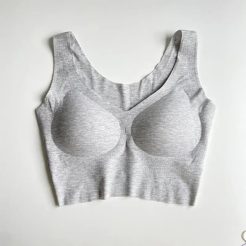 Gray V-Neck Seamless Vest Bra Small - Image 7