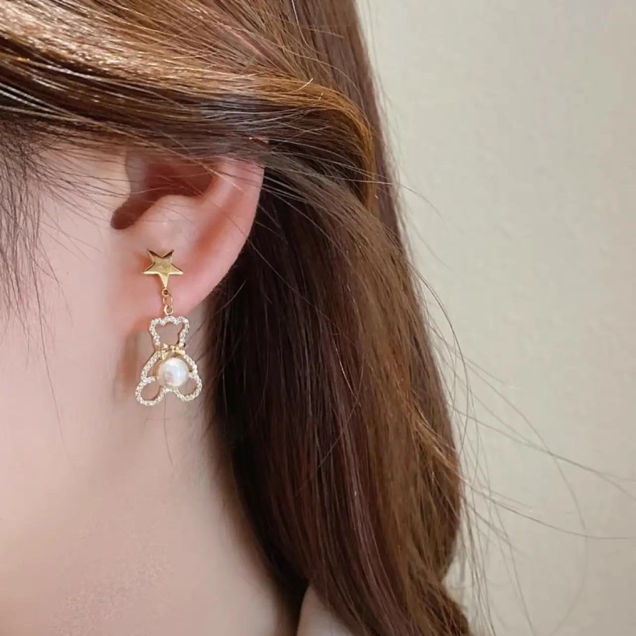Natural Pearl Star Earrings for Women 925 Silver - Image 2