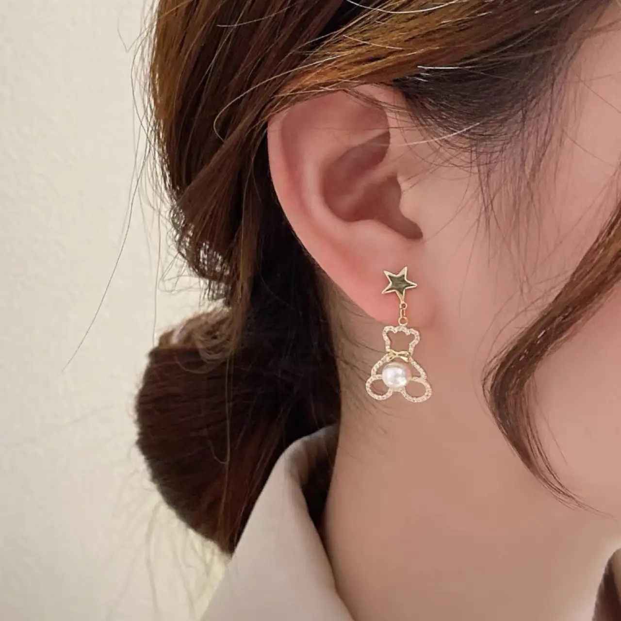Natural Pearl Star Earrings for Women 925 Silver - Image 3
