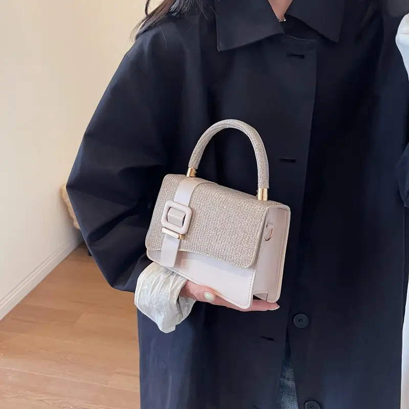Pink Shoulder Bag with Belt Buckle for Women - Image 6