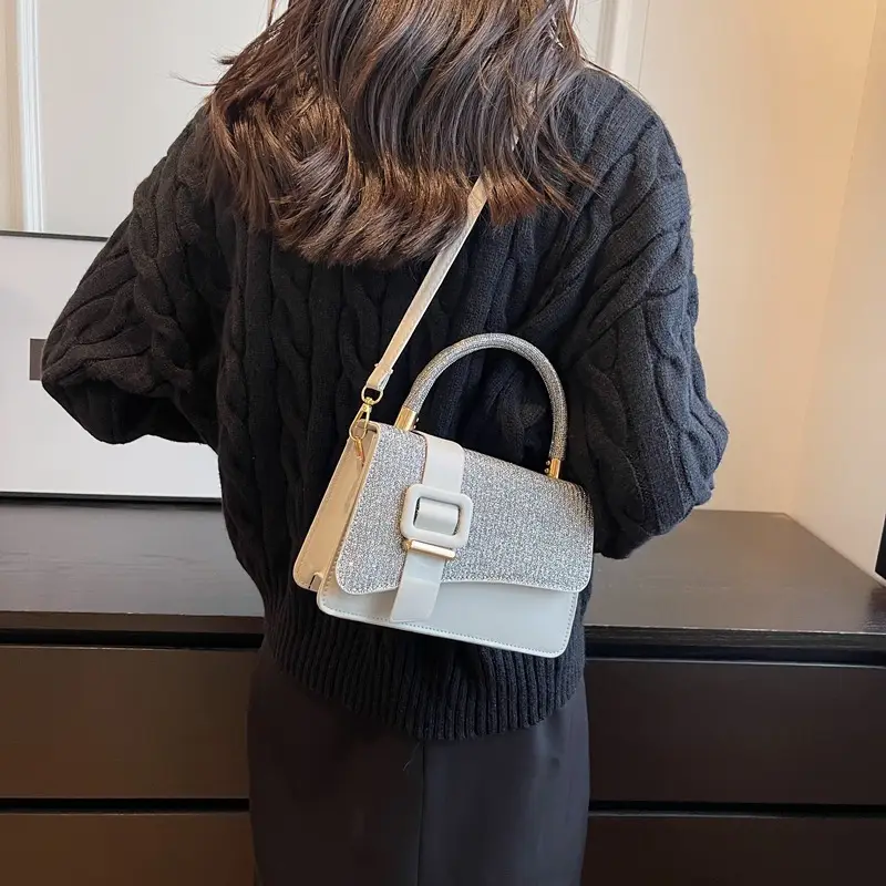 Pink Shoulder Bag with Belt Buckle for Women - Image 8