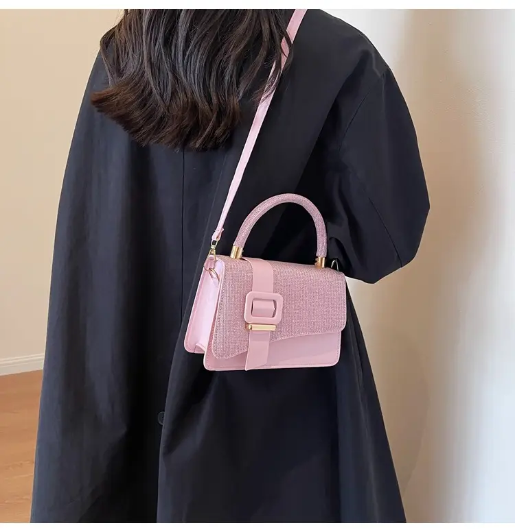 Pink Shoulder Bag with Belt Buckle for Women — feature 12