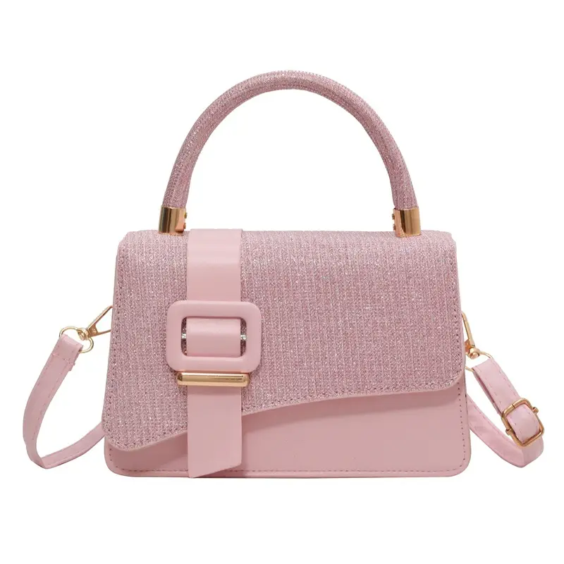 Pink Shoulder Bag with Belt Buckle for Women - Image 3