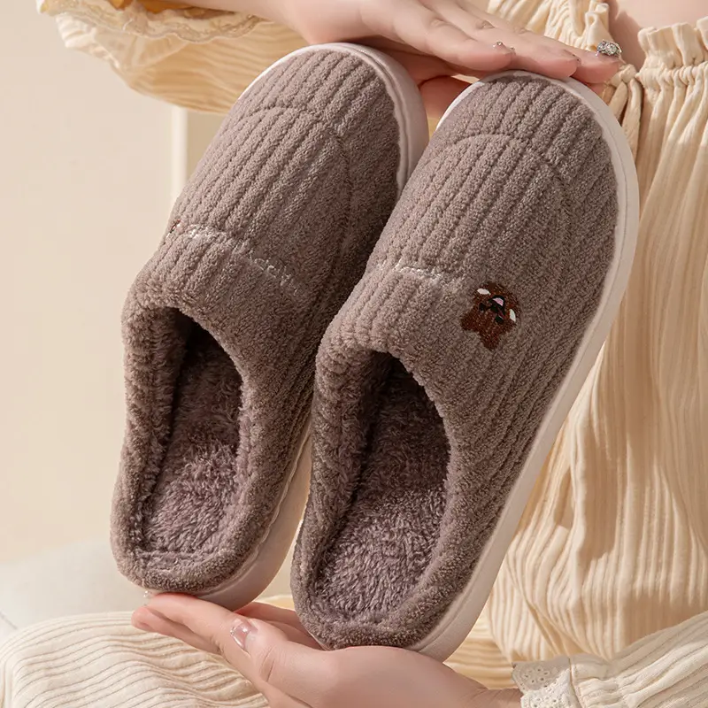 Cotton slippers women's autumn and winter couple home slippers indoor confinement shoes warm cotton shoes non-slip cotton slippers men's winter