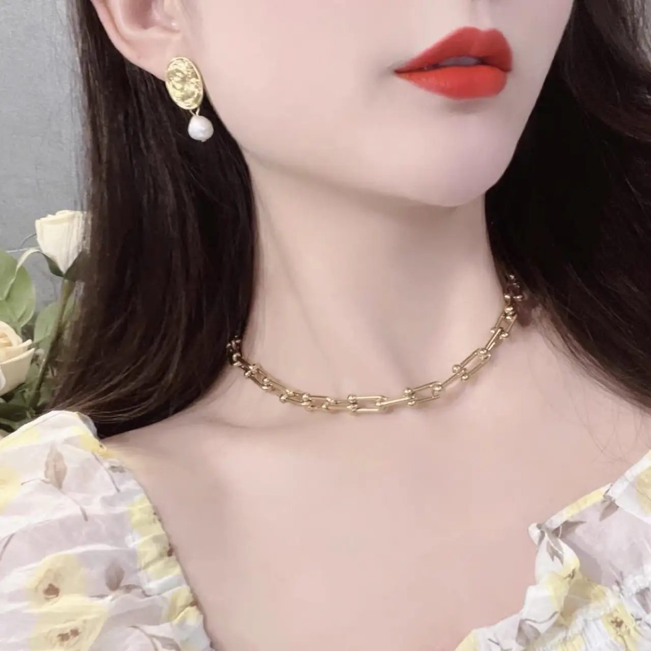 Vintage Baroque Pearl Earrings Gold Plated - Image 4