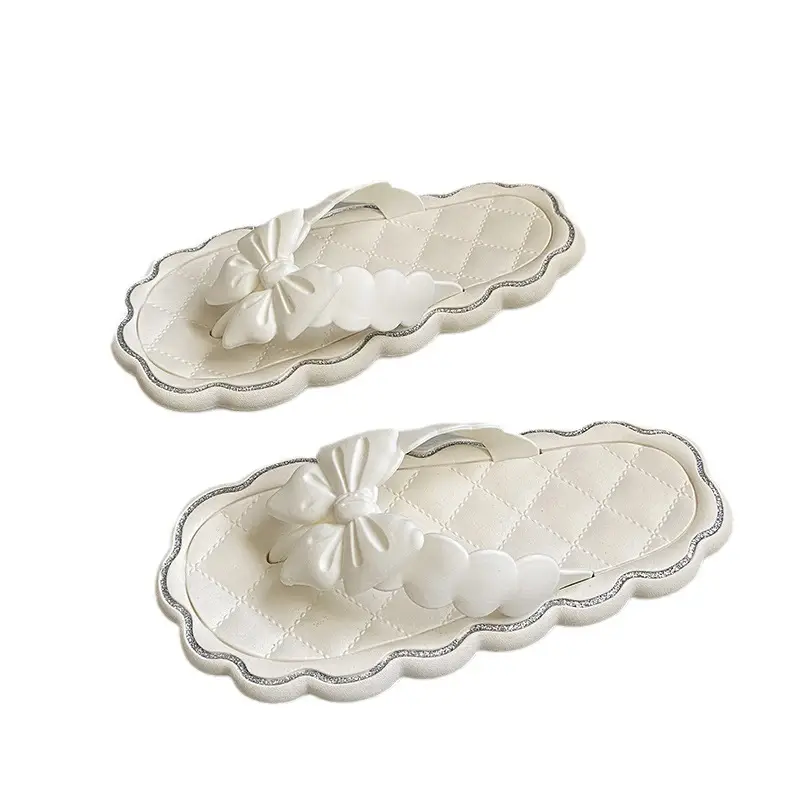 Women's Black Bow Flip Flops with Soft Sole