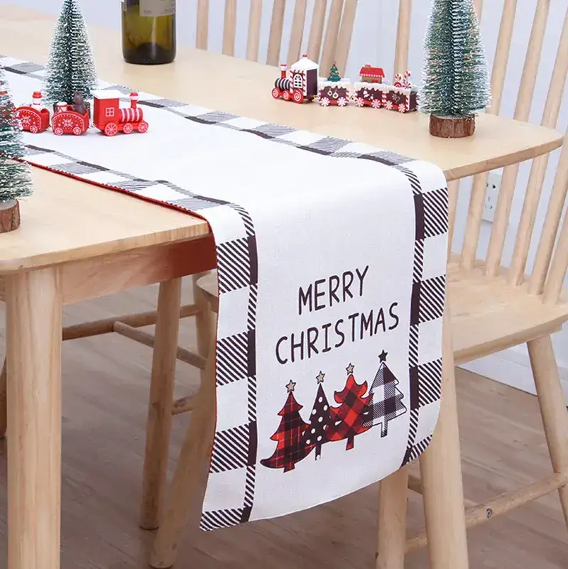 Merry Christmas Cross-Country Table Runner with Snowman Design - Image 8