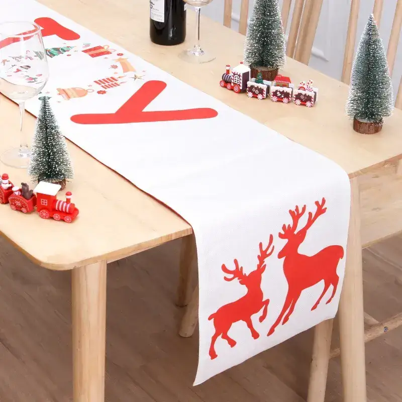 Merry Christmas Cross-Country Table Runner with Snowman Design - Image 4