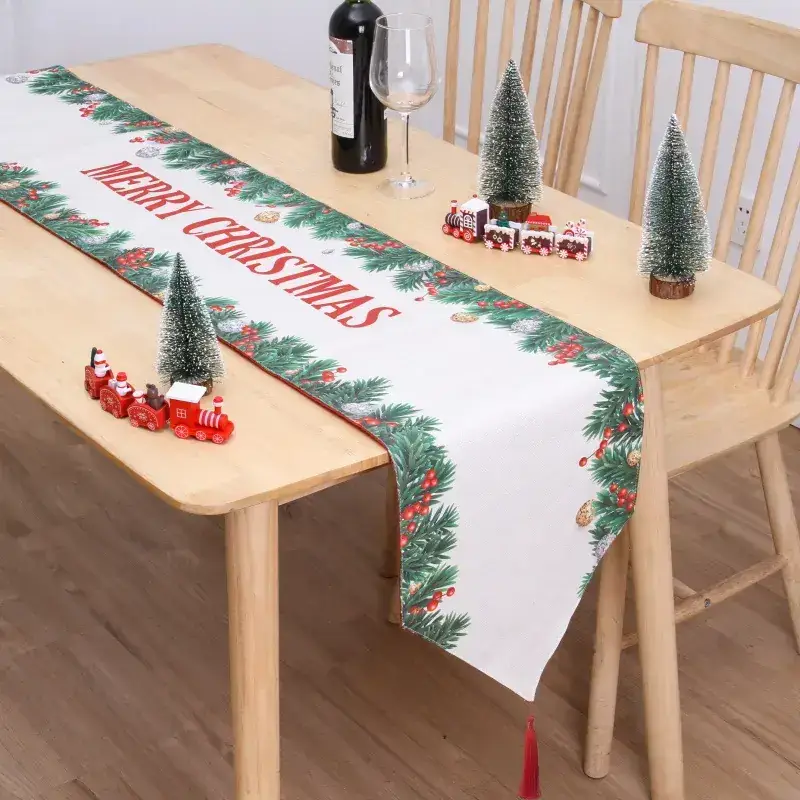 Merry Christmas Cross-Country Table Runner with Snowman Design - Image 6