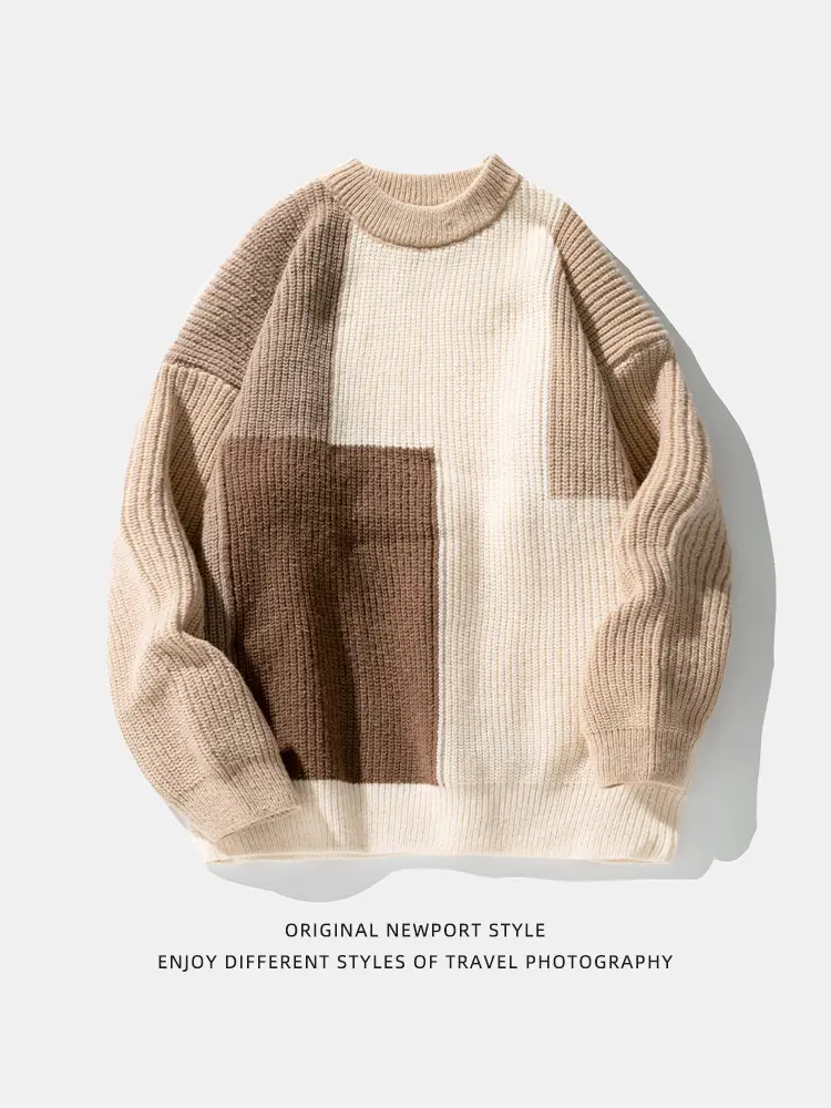 Men Heavy Knit Ribbed Sweater Japanese Style Loose Fit - Image 7