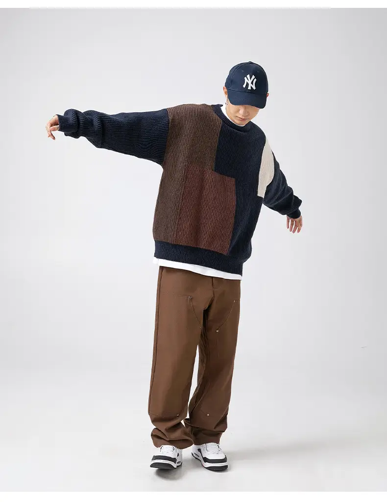 Men Heavy Knit Ribbed Sweater Japanese Style Loose Fit — feature 14