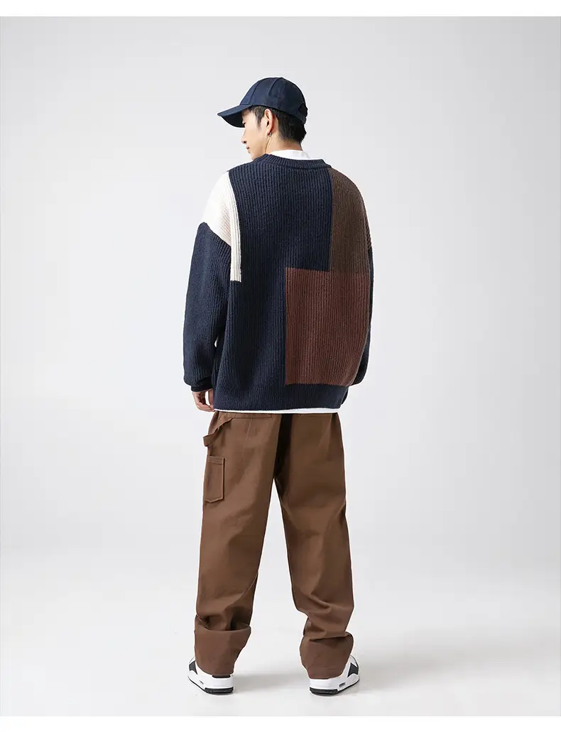 Men Heavy Knit Ribbed Sweater Japanese Style Loose Fit — feature 15