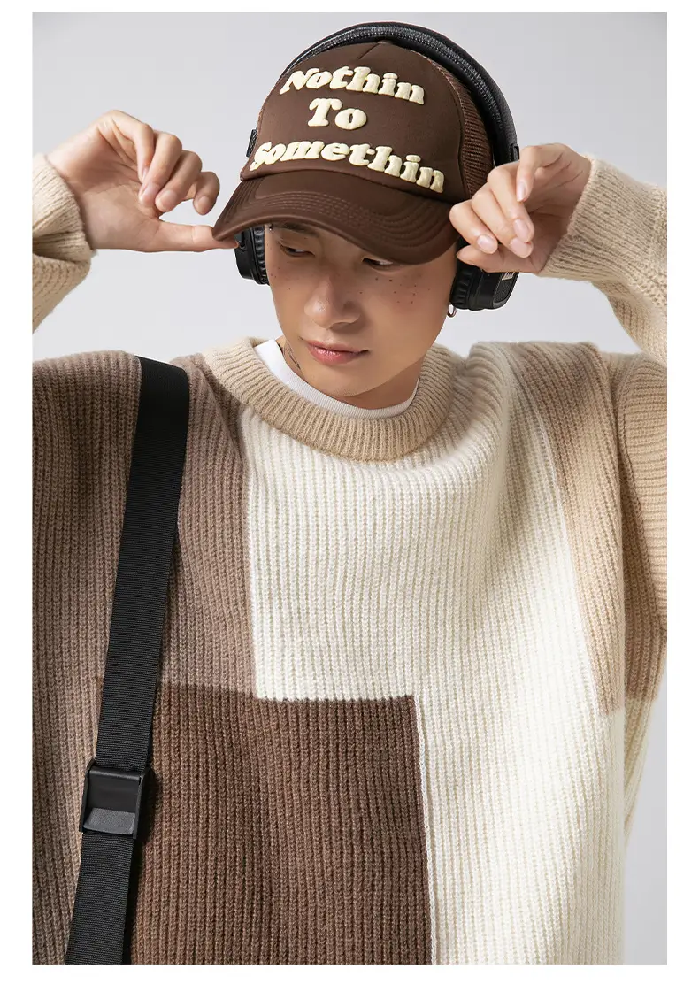 Men Heavy Knit Ribbed Sweater Japanese Style Loose Fit — feature 16
