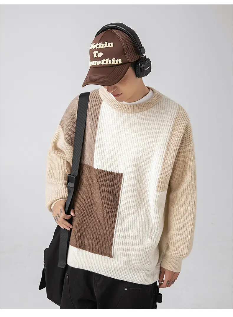 Men Heavy Knit Ribbed Sweater Japanese Style Loose Fit — feature 18