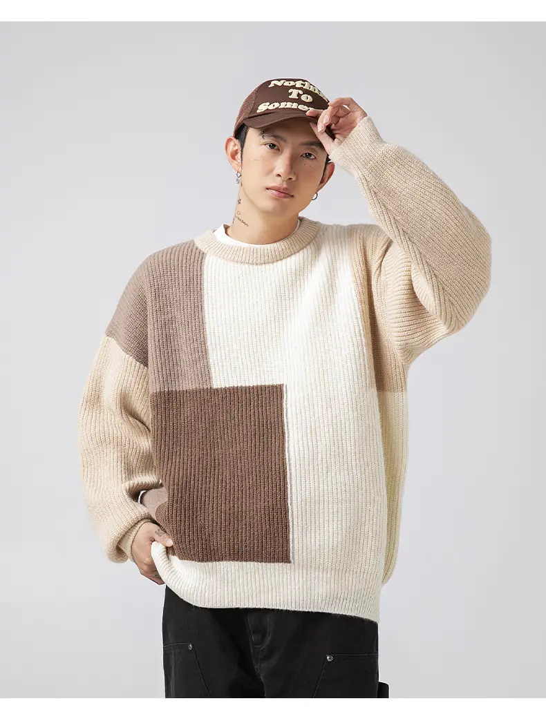 Men Heavy Knit Ribbed Sweater Japanese Style Loose Fit — feature 19