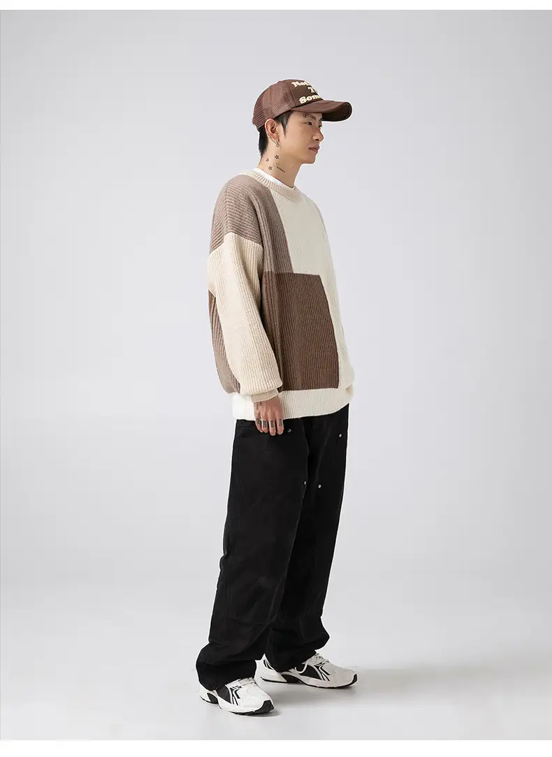 Men Heavy Knit Ribbed Sweater Japanese Style Loose Fit — feature 20
