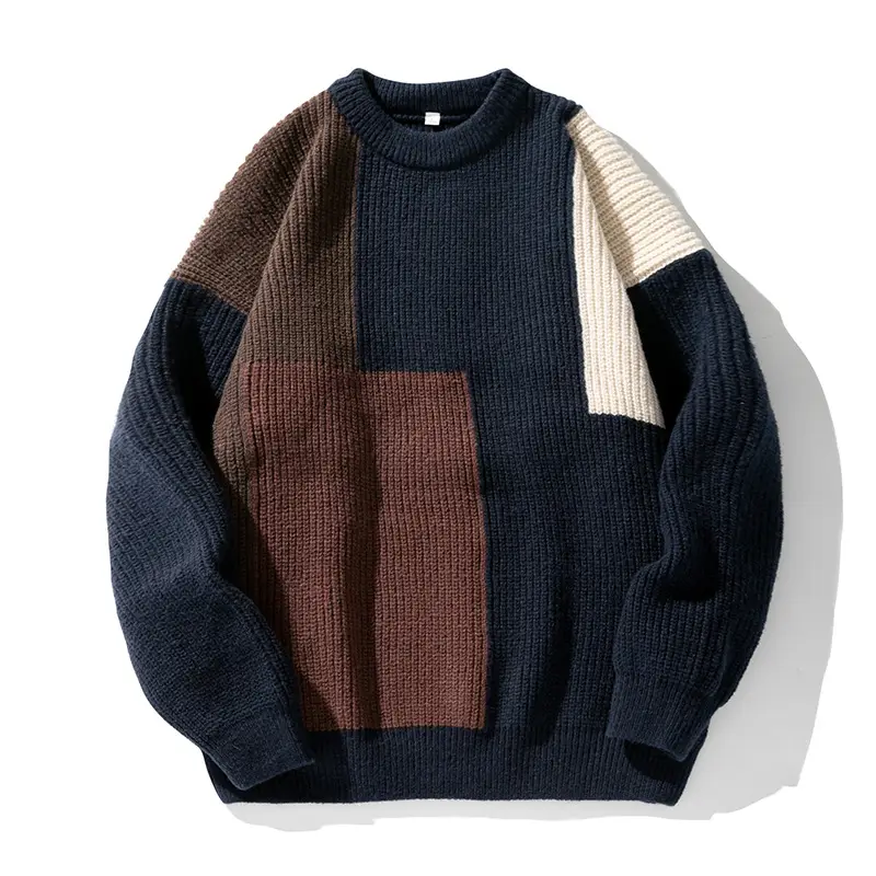 Men Heavy Knit Ribbed Sweater Japanese Style Loose Fit - Image 2