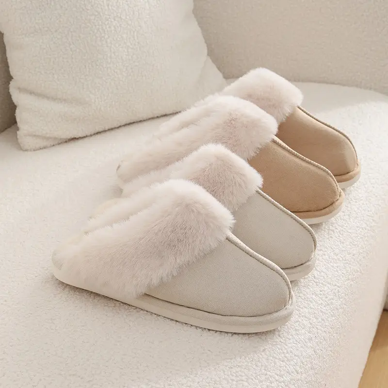 Women's Cotton Slippers for Autumn and Winter, Home Couple's Warm Plush Slippers, Men's Postpartum Cotton Shoes, Thick and Comfortable Cotton Slippers