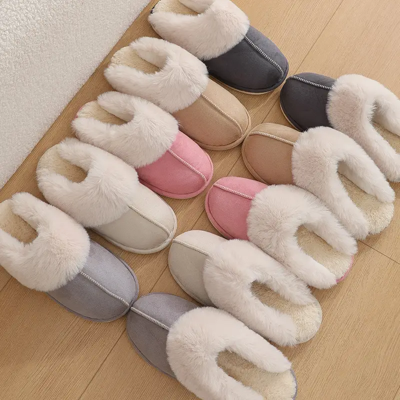 Women's Cotton Slippers for Autumn and Winter, Home Couple's Warm Plush Slippers, Men's Postpartum Cotton Shoes, Thick and Comfortable Cotton Slippers