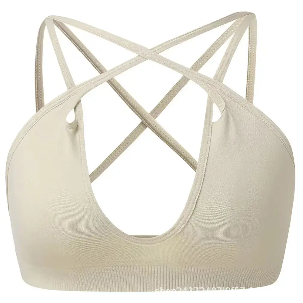 Women High Strength Crossback Sports Bra Brown - Image 6