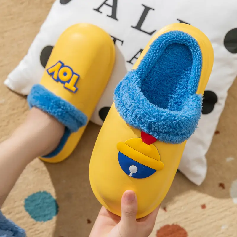 Toy-themed EVA Wool Slippers Yellow Blue Women Winter - Image 6