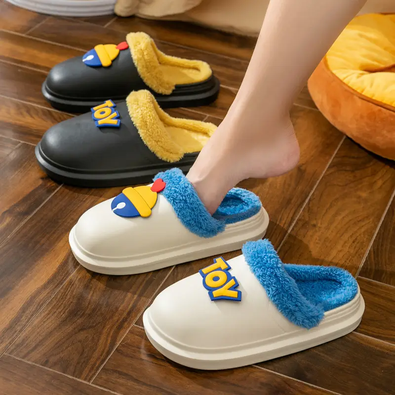 Toy-themed EVA Wool Slippers Yellow Blue Women Winter - Image 7