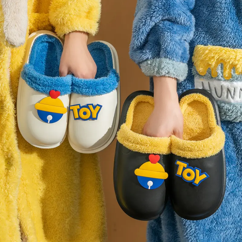 Toy-themed EVA Wool Slippers Yellow Blue Women Winter - Image 8