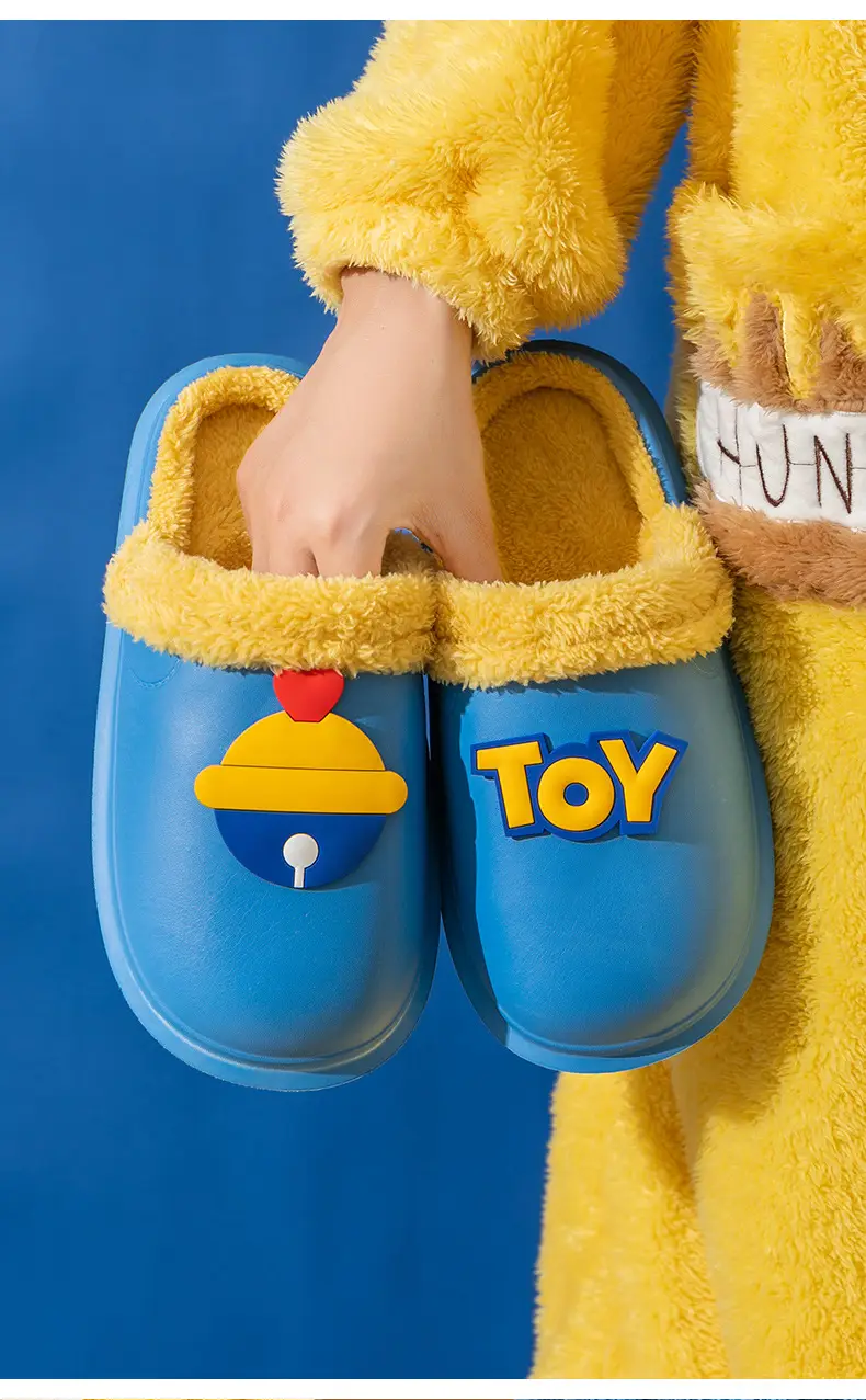 Toy-themed EVA Wool Slippers Yellow Blue Women Winter — feature 10