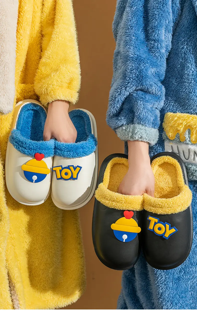 Toy-themed EVA Wool Slippers Yellow Blue Women Winter — feature 11