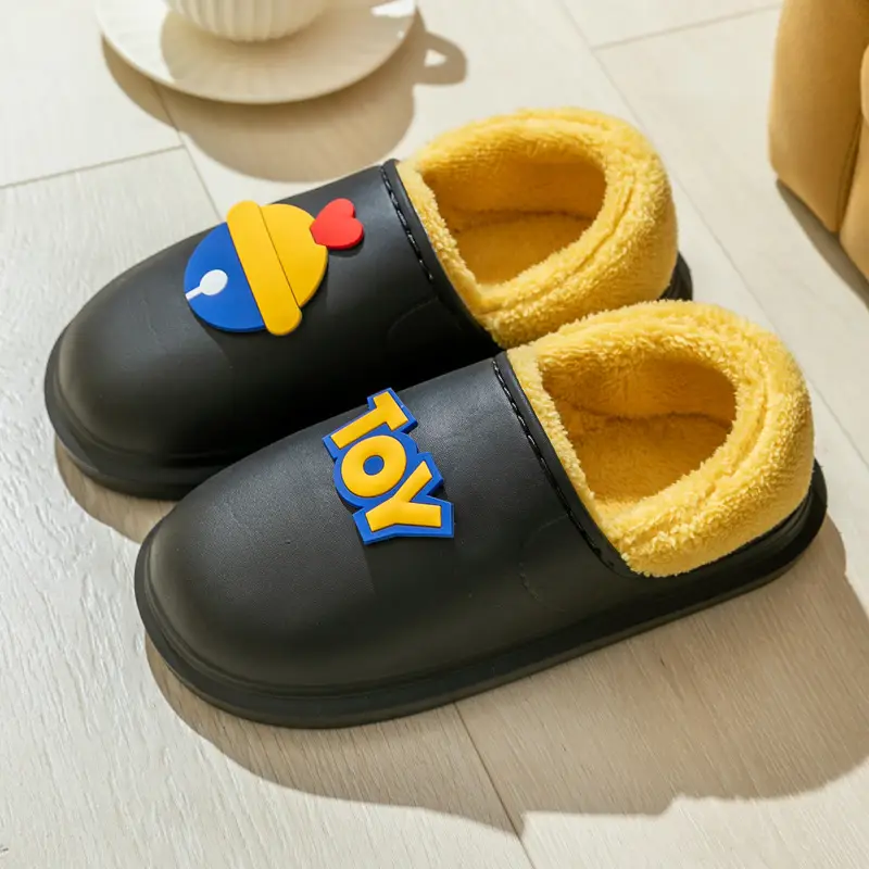 Toy-themed EVA Wool Slippers Yellow Blue Women Winter - Image 2