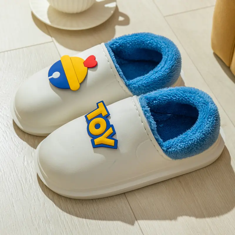 Toy-themed EVA Wool Slippers Yellow Blue Women Winter - Image 4