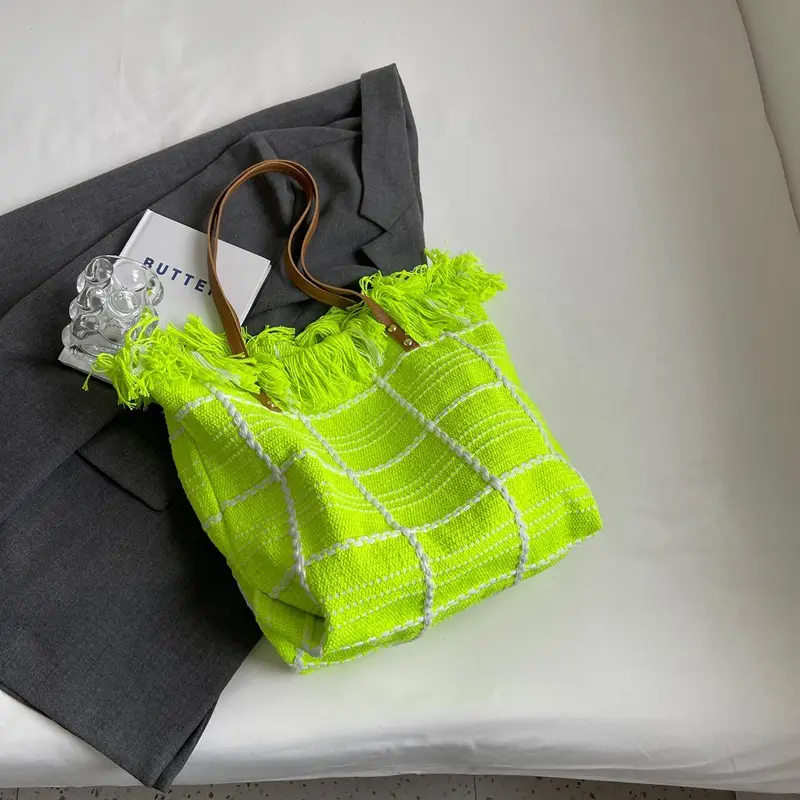 Bright Green Embroidered Shoulder Bag for Women - Image 4